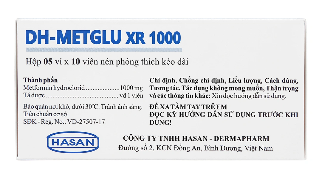 DH-Metglu XR 1000 trị đái tháo đường tuýp 2 (5 vỉ x 10 viên) - 2