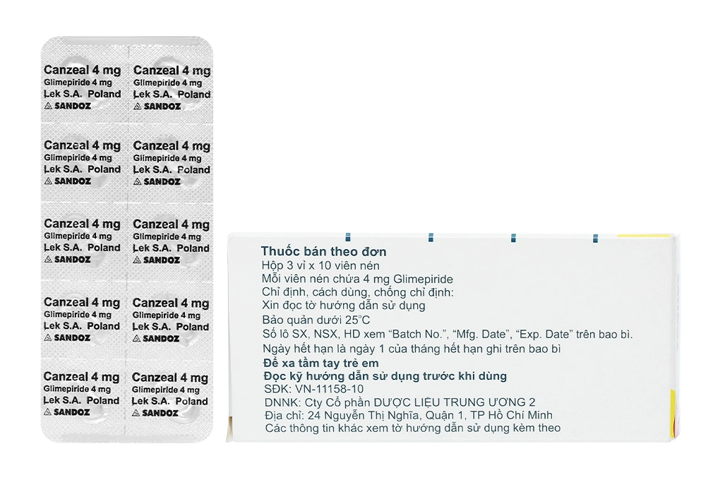 Canzeal 4mg trị đái tháo đường (3 vỉ x 10 viên) - 1