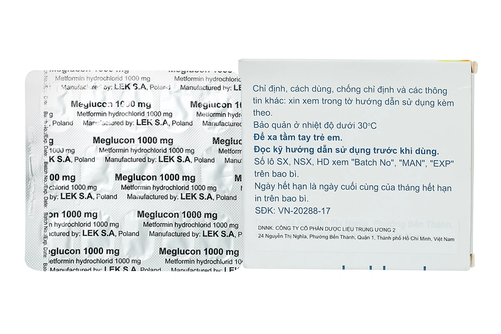 Meglucon 1000mg trị đái tháo đường tuýp 2 (2 vỉ x 15 viên) - 1