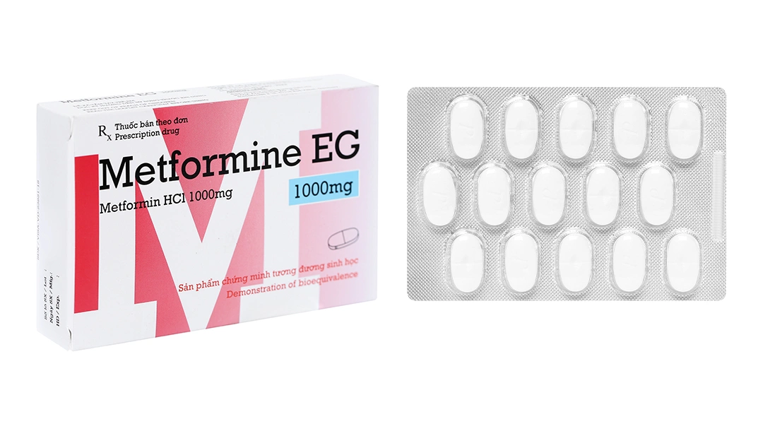 Metformine EG 1000mg trị đái tháo đường tuýp 2 (2 vỉ x 15 viên) - 