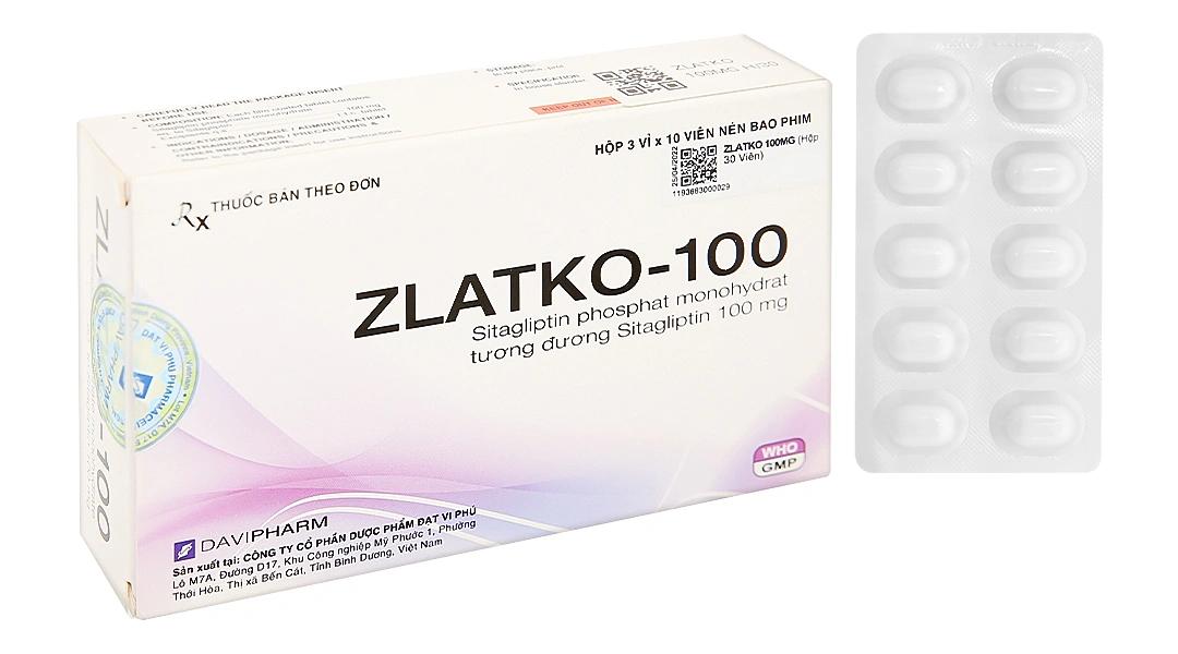 Zlatko-100 trị tiểu đường tuýp 2 không phụ thuộc insulin (3 vỉ x 10 viên) - 