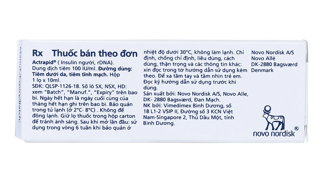 Dung dịch tiêm Actrapid 100IU/ml trị đái tháo đường (1 lọ x 10ml) - 3