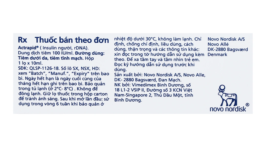 Dung dịch tiêm Actrapid 100IU/ml trị đái tháo đường (1 lọ x 10ml) - 6