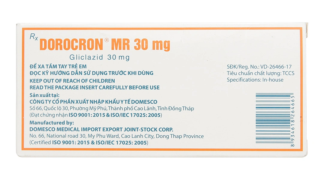 Dorocron MR 30mg trị đái tháo đường (2 vỉ x 30 viên) - 1