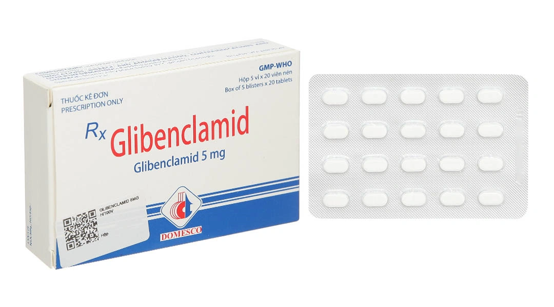 Glibenclamid Domesco 5mg trị đái tháo đường (5 vỉ x 20 viên) - 