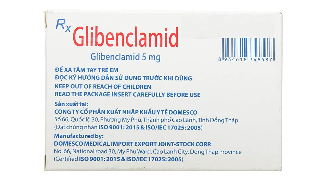 Glibenclamid Domesco 5mg trị đái tháo đường (5 vỉ x 20 viên) - 1