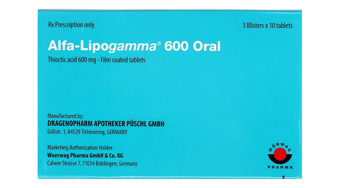 Alfa-Lipogamma 600 Oral trị đa thần kinh đái tháo đường (3 vỉ x 10 viên) - 3