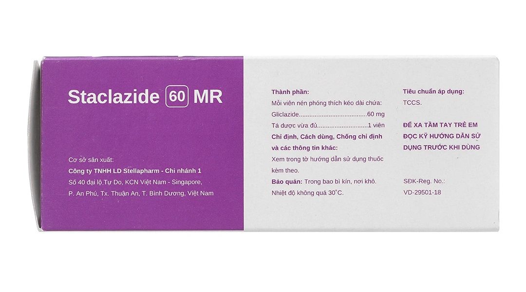 Staclazide 60 MR trị đái tháo đường tuýp 2 không phụ thuộc insulin (6 vỉ x 10 viên) - 2