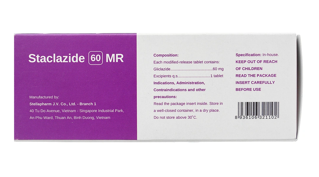 Staclazide 60 MR trị đái tháo đường tuýp 2 không phụ thuộc insulin (6 vỉ x 10 viên) - 3