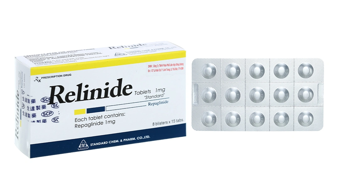 Relinide 1mg trị đái tháo đường tuýp 2 (8 vỉ x 15 viên) - 