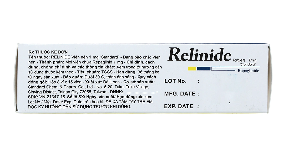 Relinide 1mg trị đái tháo đường tuýp 2 (8 vỉ x 15 viên) - 1