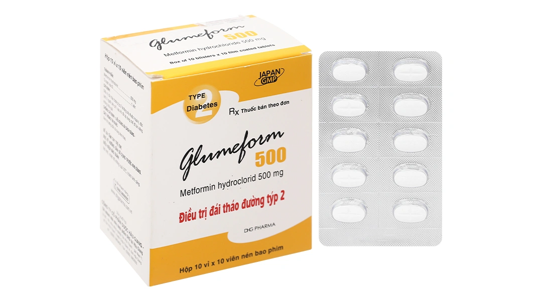 Glumeform 500 trị đái tháo đường tuýp 2 (10 vỉ x 10 viên) - 