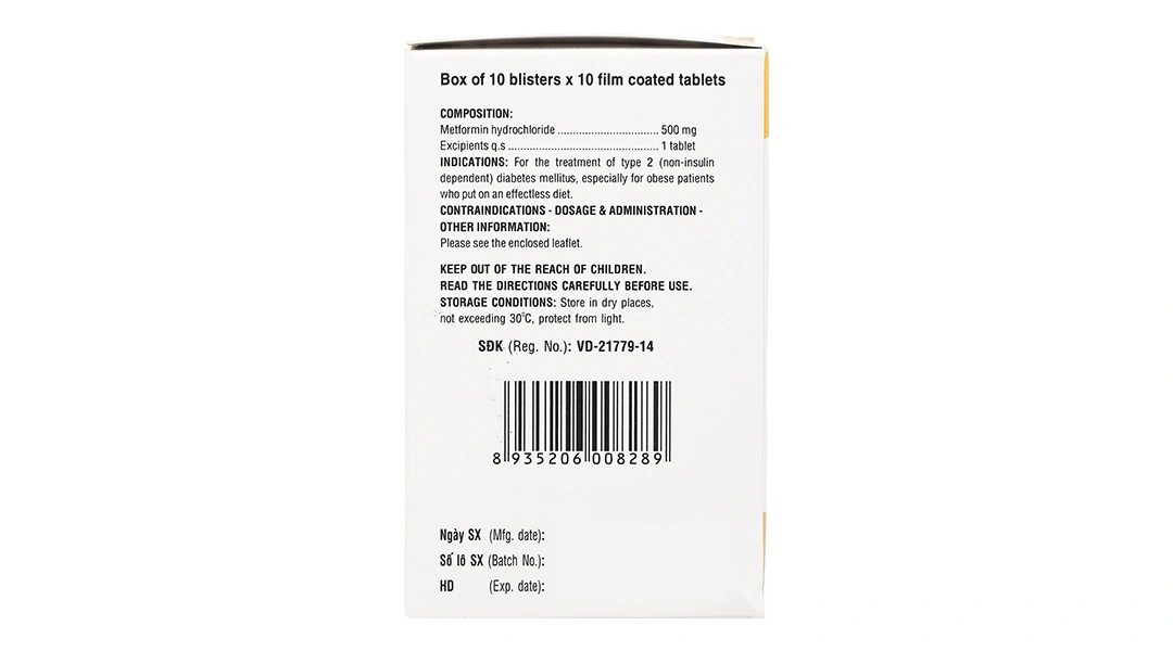 Glumeform 500 trị đái tháo đường tuýp 2 (10 vỉ x 10 viên) - 3