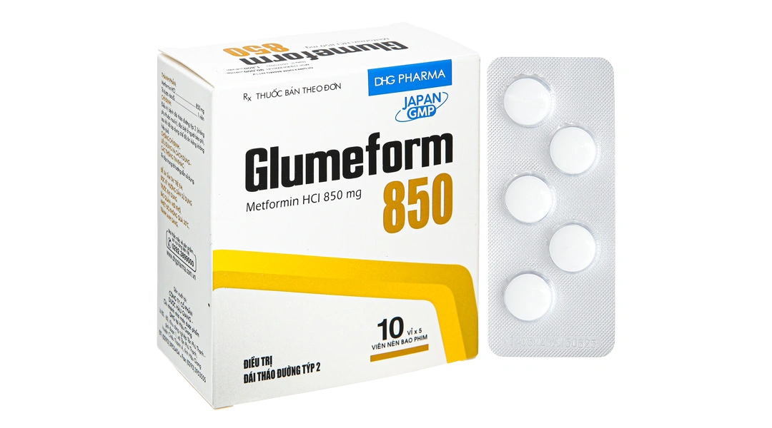 Glumeform 850 trị đái tháo đường tuýp 2 không phụ thuộc insulin (10 vỉ x 5 viên) - 