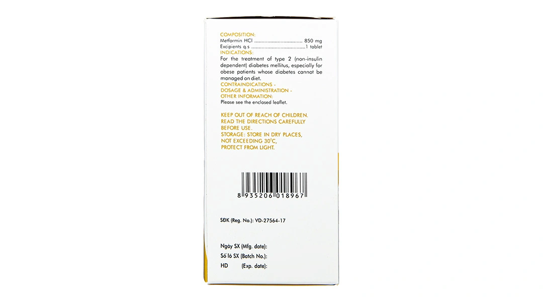 Glumeform 850 trị đái tháo đường tuýp 2 không phụ thuộc insulin (10 vỉ x 5 viên) - 2