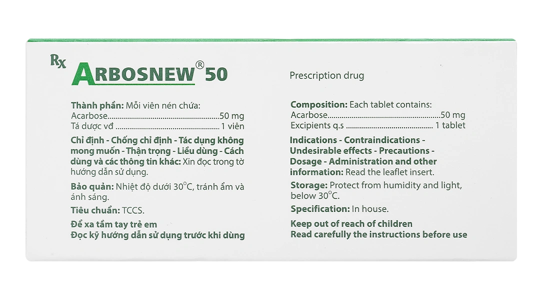 Arbosnew 50 trị đái tháo đường tuýp 2 (3 vỉ x 10 viên) - 1