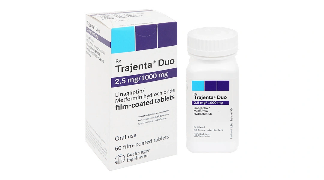 Trajenta Duo 2.5mg/1000mg điều trị tiểu đường lọ 60 viên - 