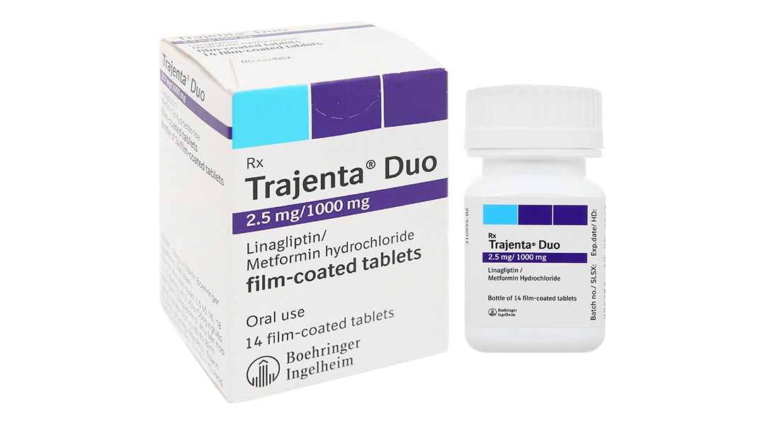 Trajenta Duo 2.5mg/1000mg trị đái tháo đường tuýp 2 lọ 14 viên - 