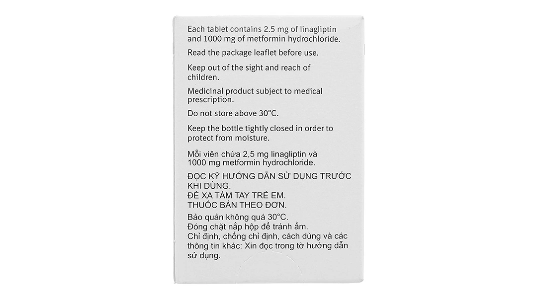 Trajenta Duo 2.5mg/1000mg trị đái tháo đường tuýp 2 lọ 14 viên - 1