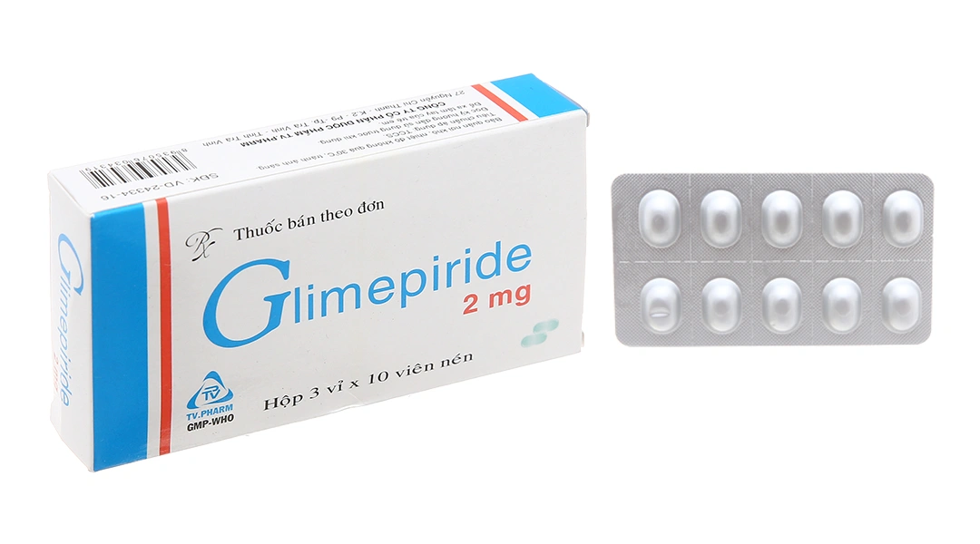 Glimepiride TV.Pharm 2mg trị đái tháo đường tuýp 2 (3 vỉ x 10 viên) - 
