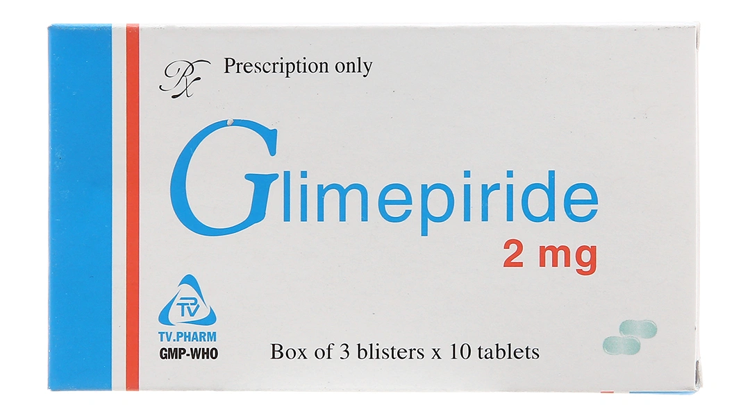 Glimepiride TV.Pharm 2mg trị đái tháo đường tuýp 2 (3 vỉ x 10 viên) - 1