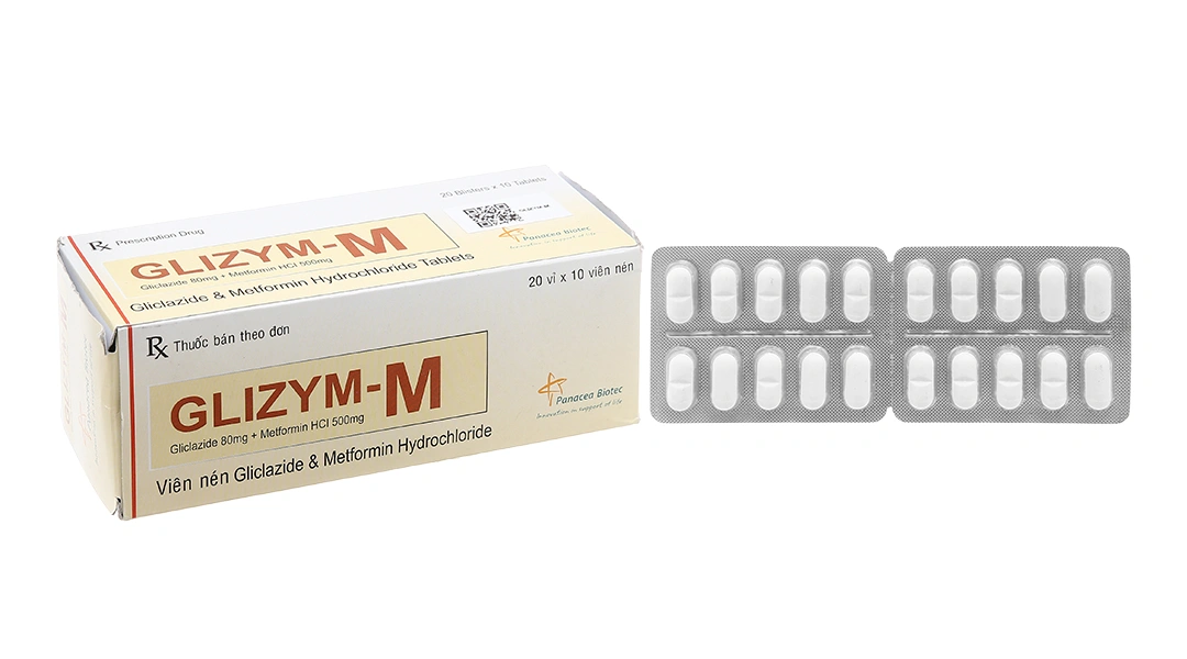 Glizym-M 80mg/500mg trị tiểu đường tuýp 2 không phụ thuộc insulin (20 vỉ x 10 viên) - 