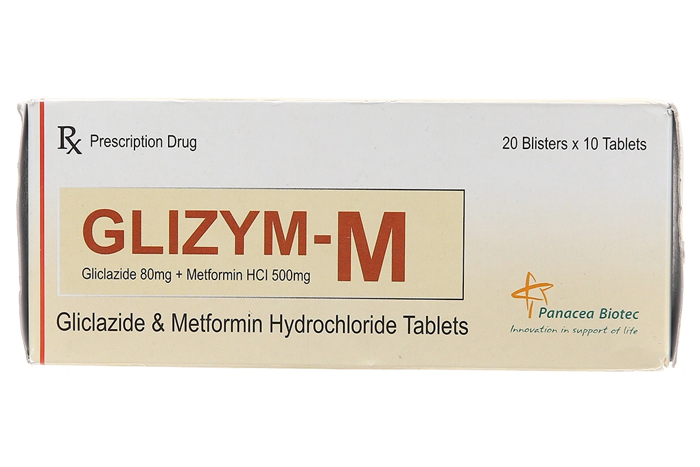 Glizym-M 80mg/500mg trị tiểu đường tuýp 2 không phụ thuộc insulin (20 vỉ x 10 viên) - 1