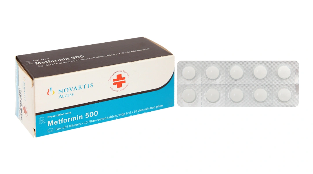 Metformin 500 Novartis trị đái tháo đường (6 vỉ x 10 viên) - 