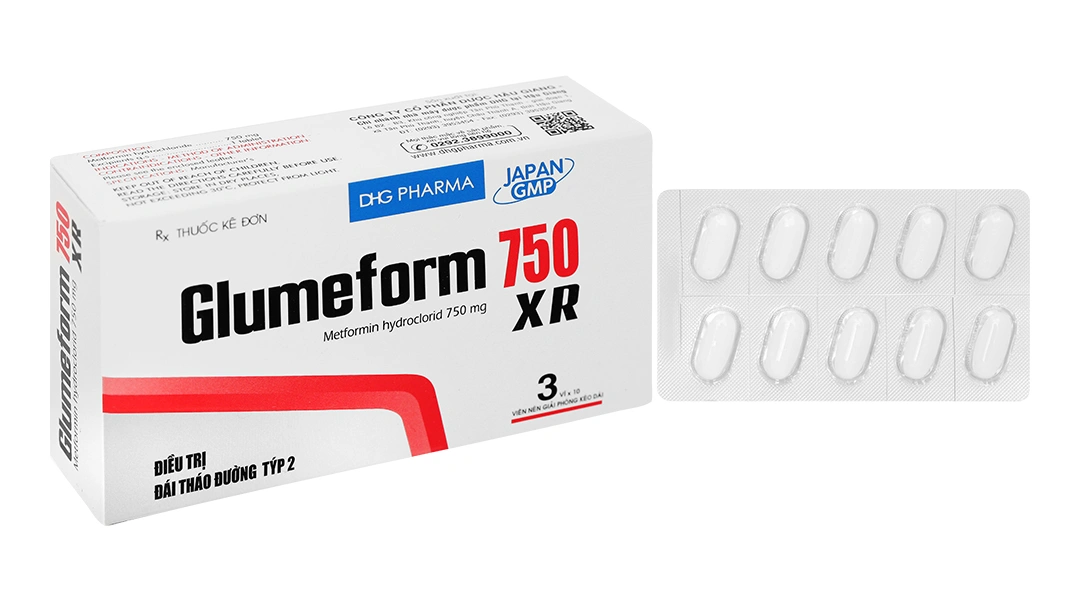 Glumeform 750 XR trị đái tháo đường (3 vỉ x 10 viên) - 
