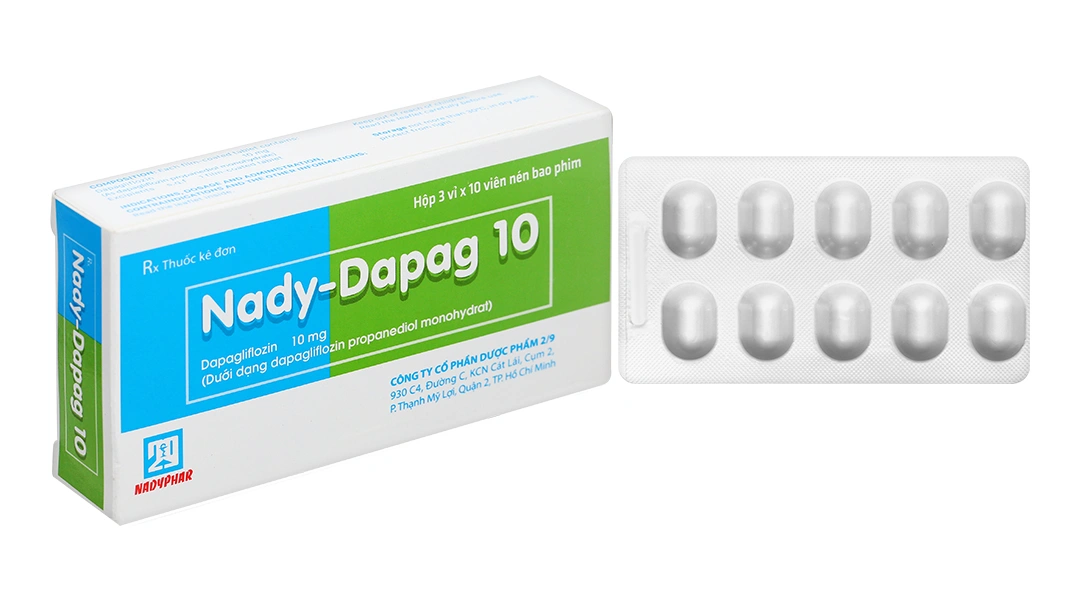 Nady-Dapag 10 trị đái tháo đường tuýp 2 (3 vỉ x 10 viên) - 