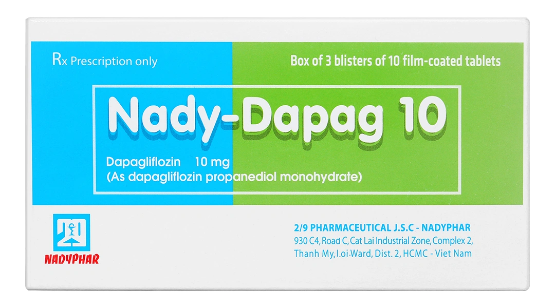 Nady-Dapag 10 trị đái tháo đường tuýp 2 (3 vỉ x 10 viên) - 1