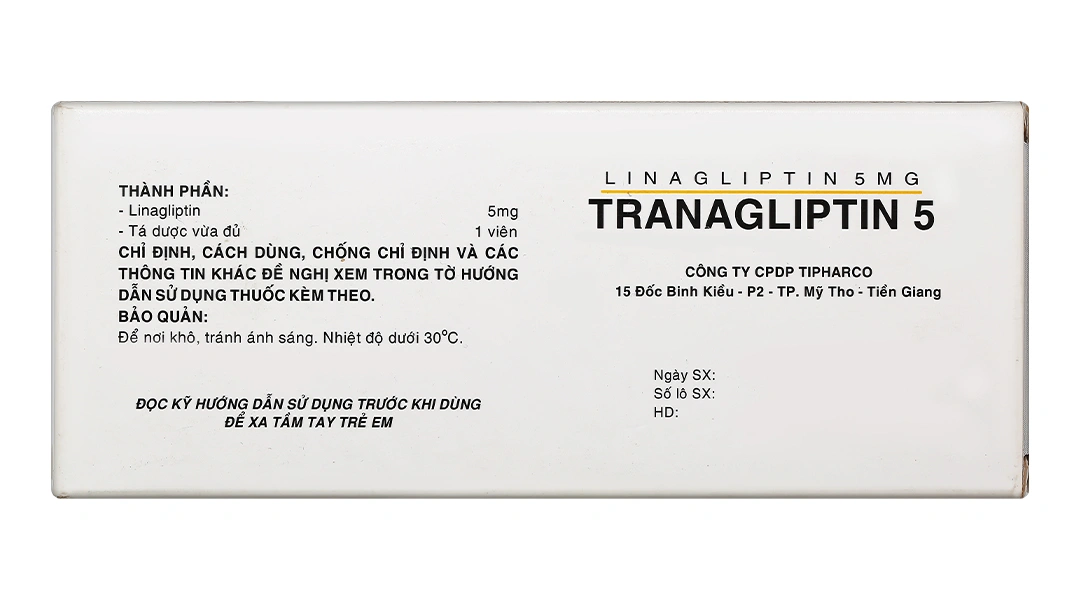 Tranagliptin 5 trị đái tháo đường tuýp 2 (3 vỉ x 10 viên) - 1