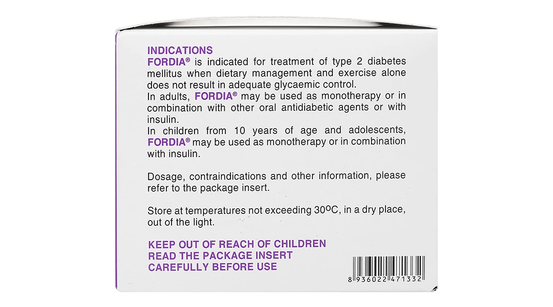 Fordia 850mg trị đái tháo đường type 2 kết hợp ăn kiêng và thể thao (10 vỉ x 10 viên) - 3