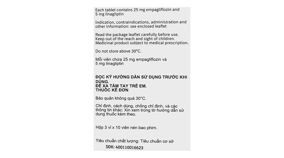 Glyxambi 25mg/5mg trị đái tháo đường tuýp 2 (3 vỉ x 10 viên) - 4