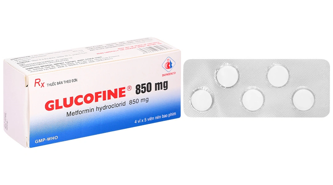 Glucofine 850mg điều trị đái tháo đường tuýp 2 (4 vỉ x 5 viên) - 