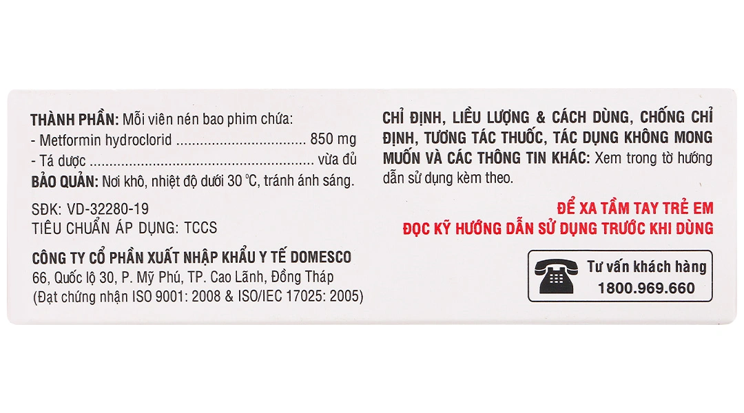 Glucofine 850mg điều trị đái tháo đường tuýp 2 (4 vỉ x 5 viên) - 3