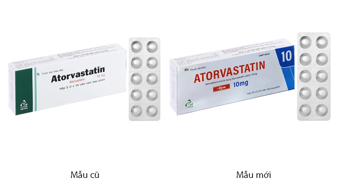 Atorvastatin TV.Pharm 10mg giảm sự tăng cholesterol toàn phần (3 vỉ x 10 viên) - 