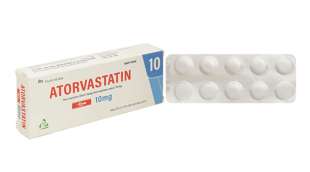 Atorvastatin TV.Pharm 10mg giảm sự tăng cholesterol toàn phần (3 vỉ x 10 viên) - 1