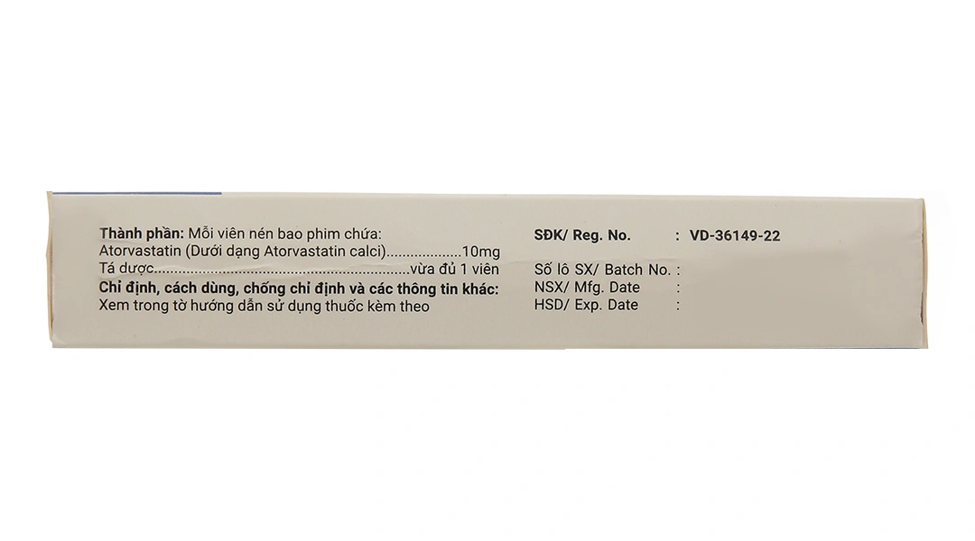 Atorvastatin TV.Pharm 10mg giảm sự tăng cholesterol toàn phần (3 vỉ x 10 viên) - 3