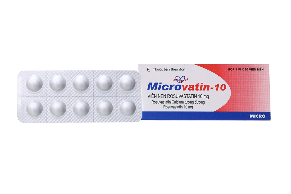 Microvatin-10 trị rối loạn lipid máu (3 vỉ x 10 viên) - 