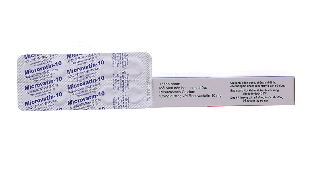 Microvatin-10 trị rối loạn lipid máu (3 vỉ x 10 viên) - 1
