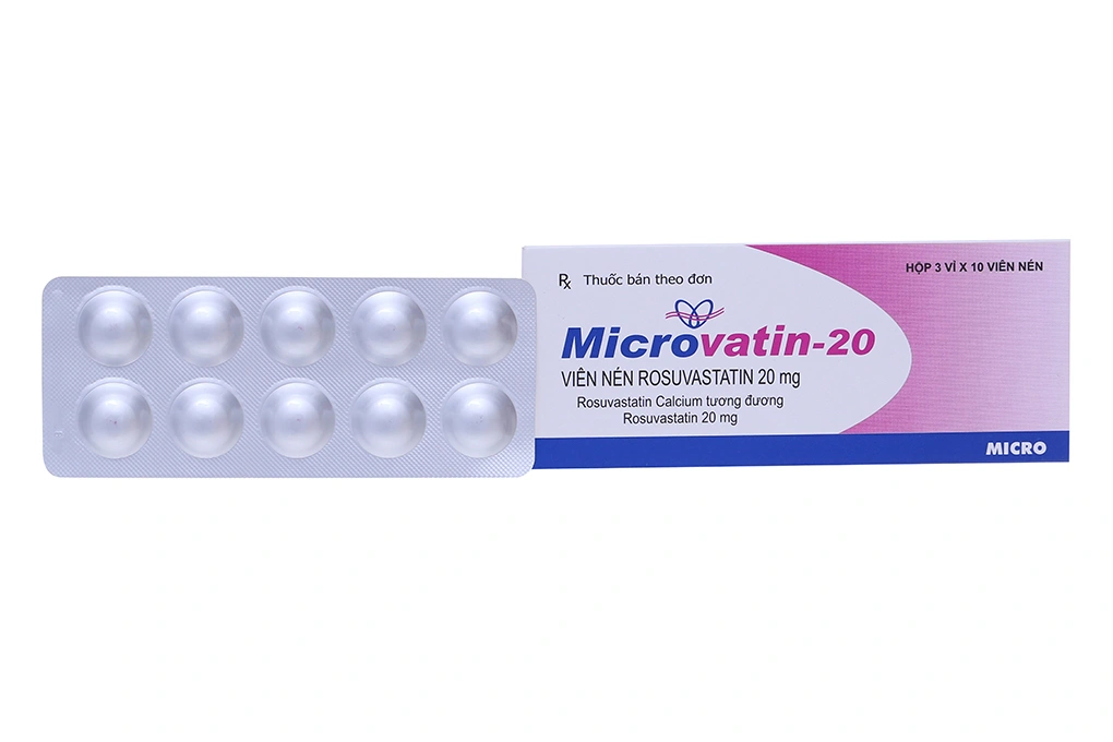 Microvatin-20 trị rối loạn lipid máu (3 vỉ x 10 viên) - 