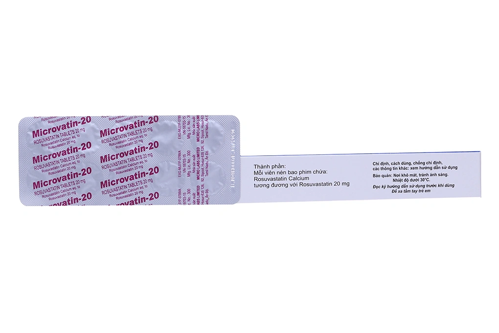 Microvatin-20 trị rối loạn lipid máu (3 vỉ x 10 viên) - 1