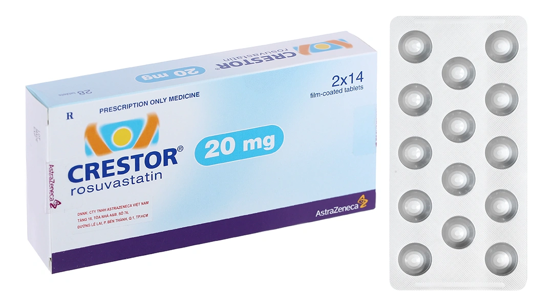 Crestor 20mg trị tăng cholesterol máu nguyên phát (2 vỉ x 14 viên) - 
