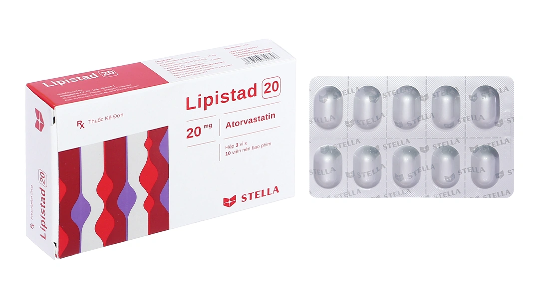 Lipistad 20 trị rối loạn mỡ máu (3 vỉ x 10 viên) - 