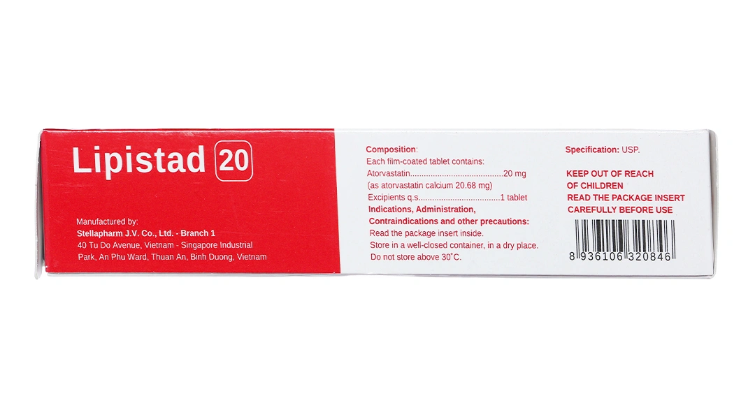 Lipistad 20 trị rối loạn mỡ máu (3 vỉ x 10 viên) - 3