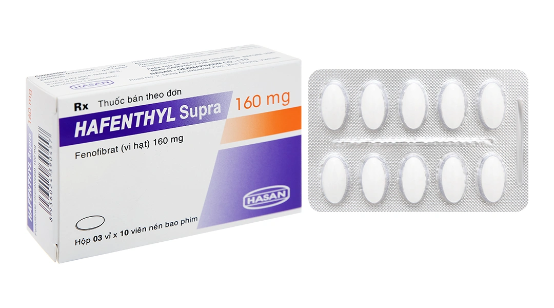 Hafenthyl Supra 160mg trị rối loạn mỡ máu (3 vỉ x 10 viên) - 