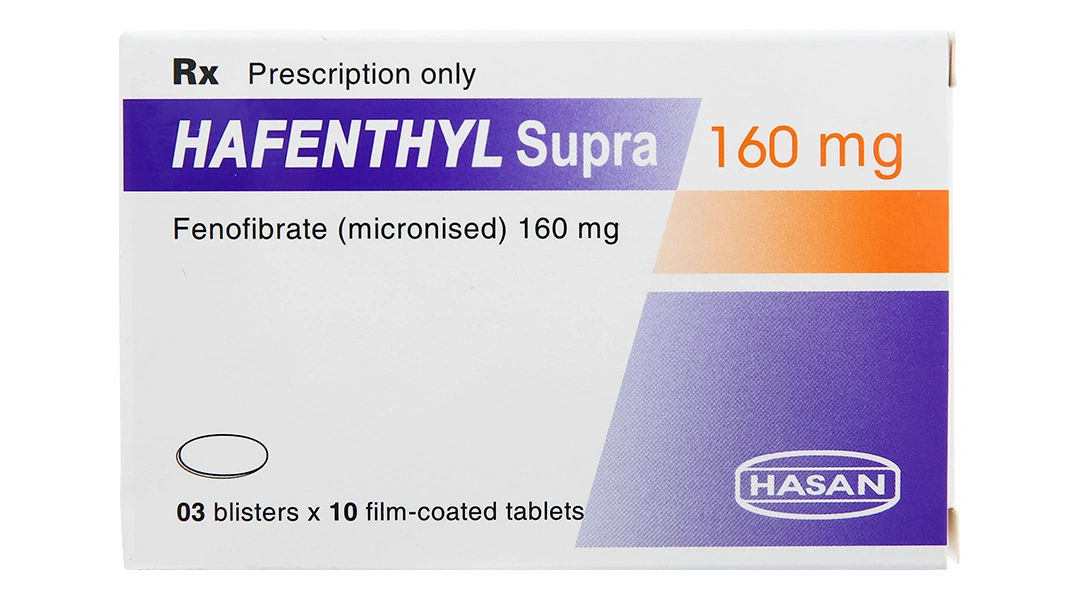 Hafenthyl Supra 160mg trị rối loạn mỡ máu (3 vỉ x 10 viên) - 1