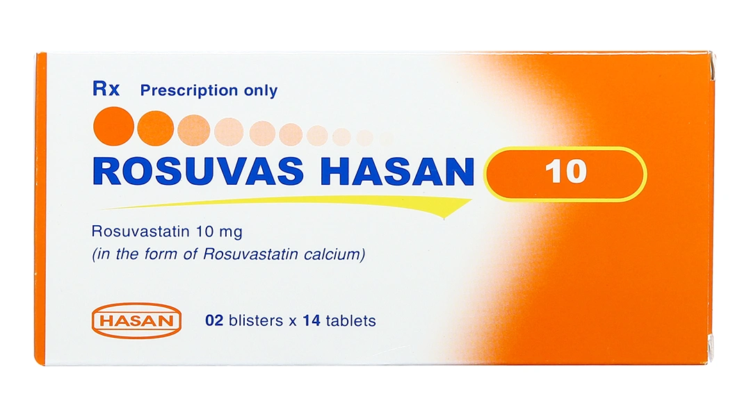 Rosuvas Hasan 10 trị rối loạn mỡ máu (2 vỉ x 14 viên) - 1