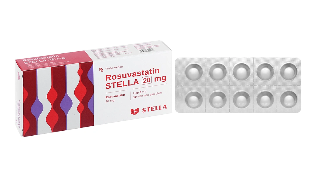 Rosuvastatin Stella 20mg trị rối loạn mỡ máu (3 vỉ x 10 viên) - 